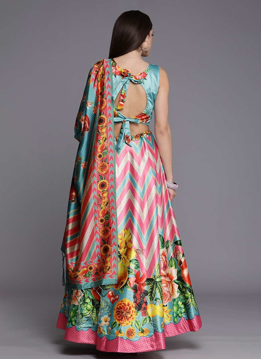 Digital Print Satin A - Line Lehenga - L2075