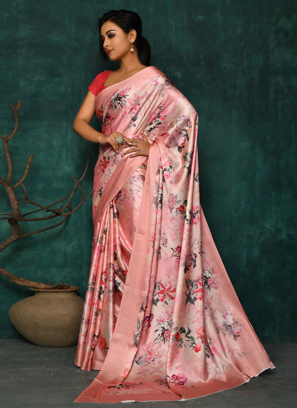 Classic Digital Print Faux Georgette Saree - S2342