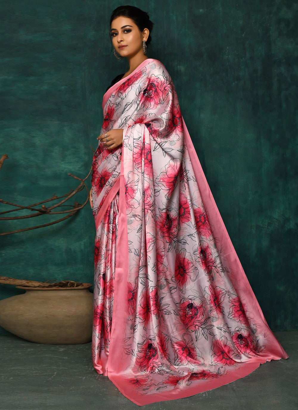 Classic Digital Print Faux Georgette Saree - S2342