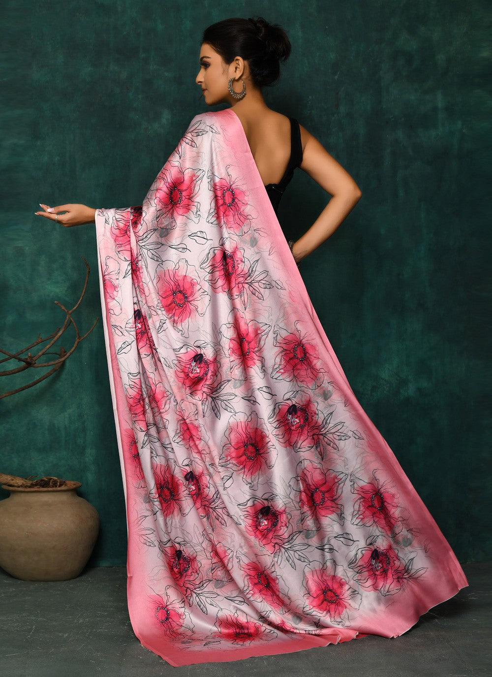 Classic Digital Print Faux Georgette Saree - S2342