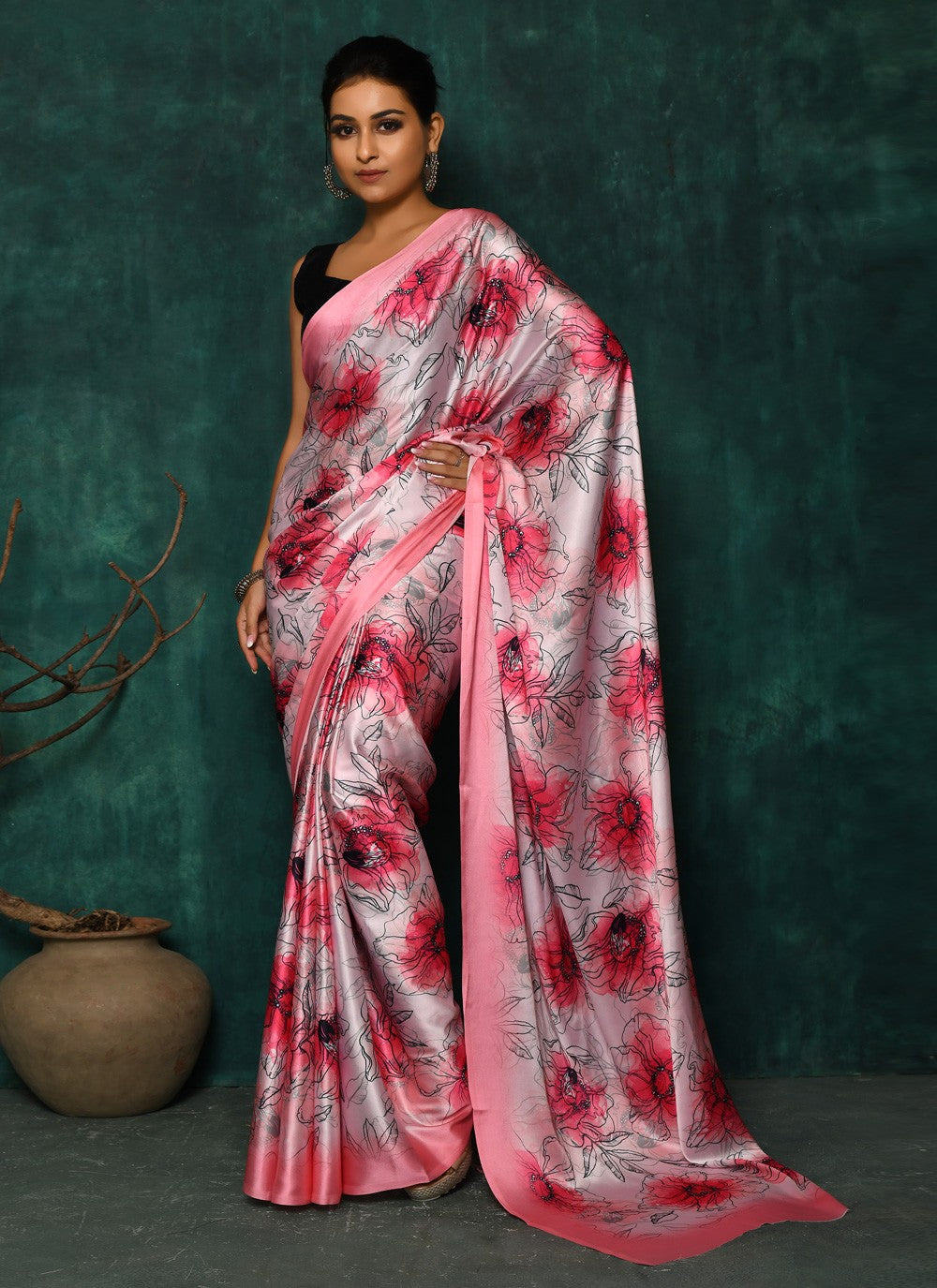 Classic Digital Print Faux Georgette Saree - S2342