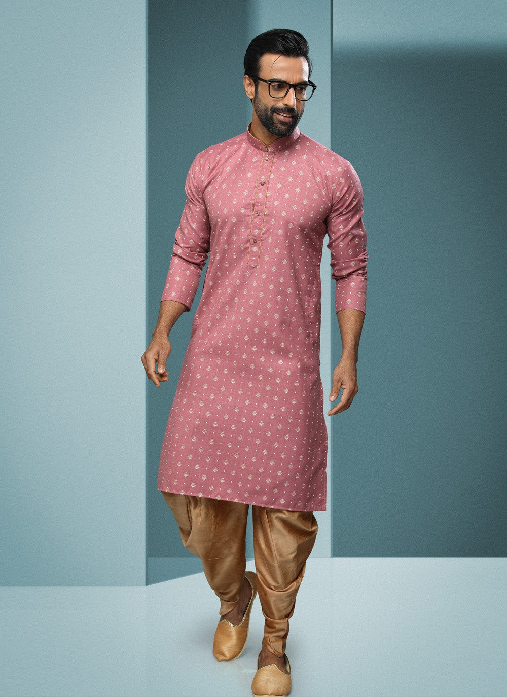 Digital Print Handloom Cotton Pink Dhoti Kurta - M4066