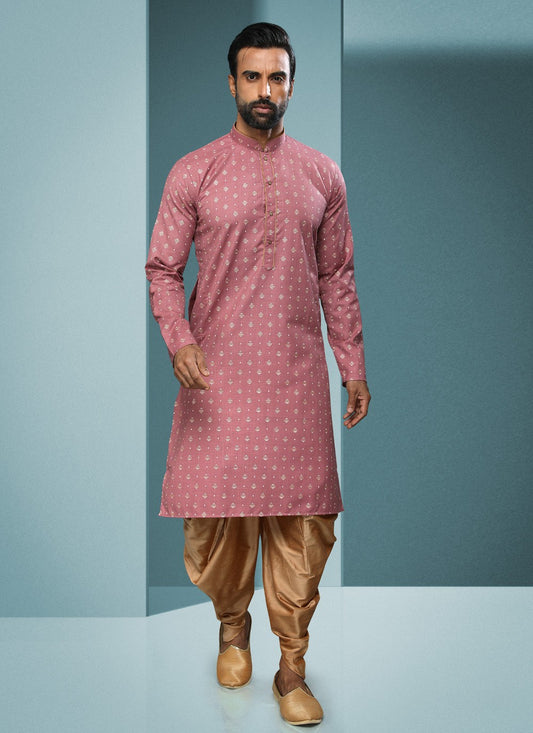 Digital Print Handloom Cotton Pink Dhoti Kurta - M4066