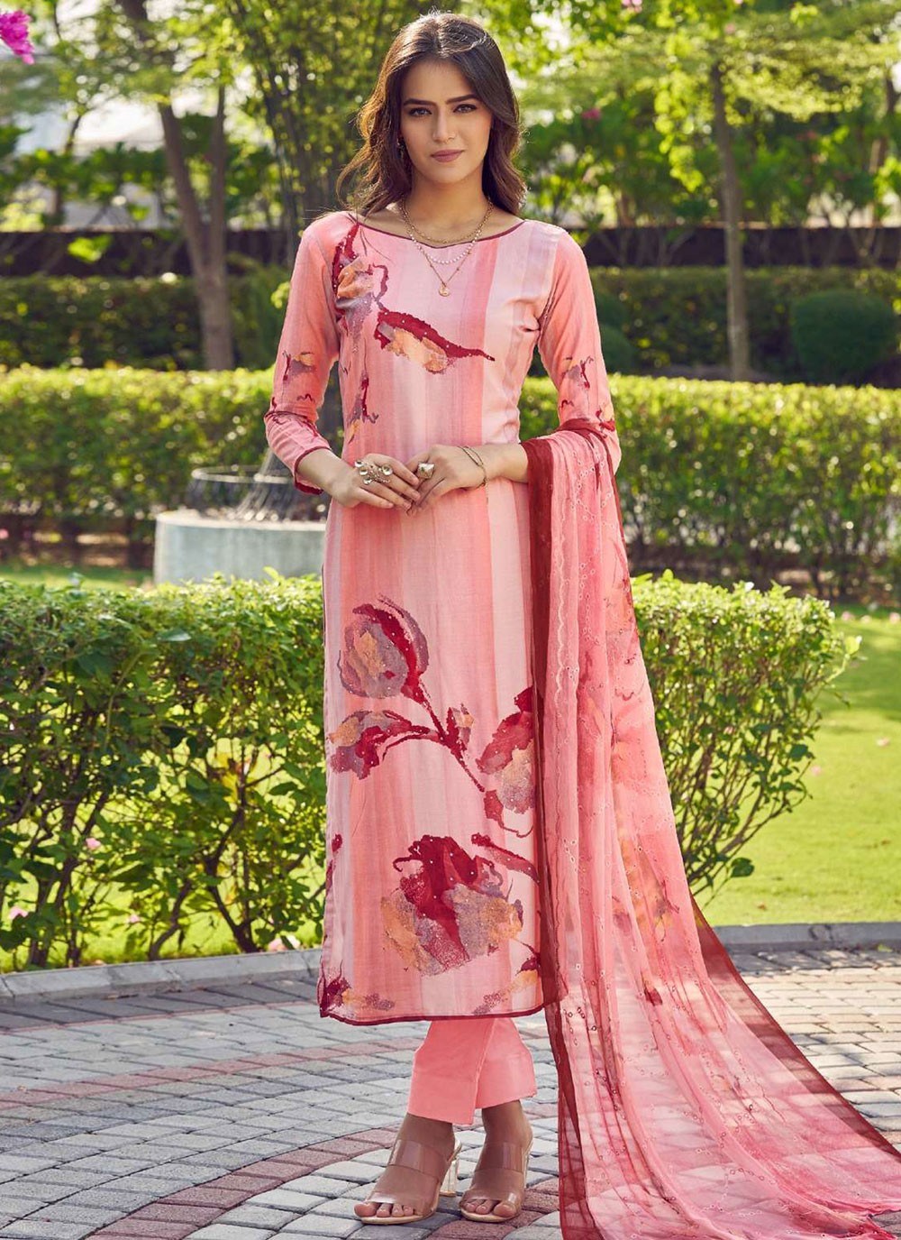 Digital Print Muslin Salwar Suit - T4427