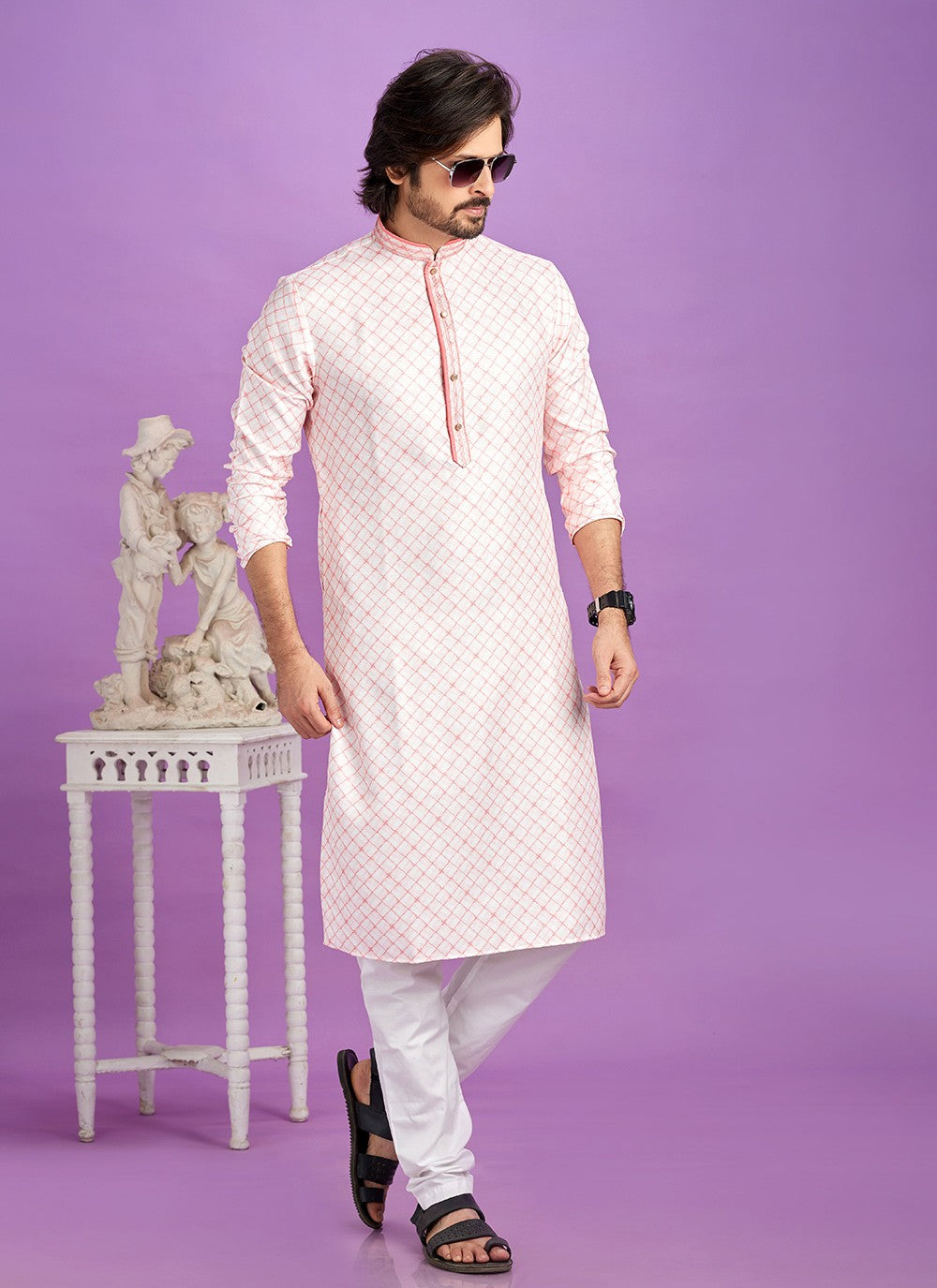 Digital Print Cotton Pink Kurta Pyjama - M6948