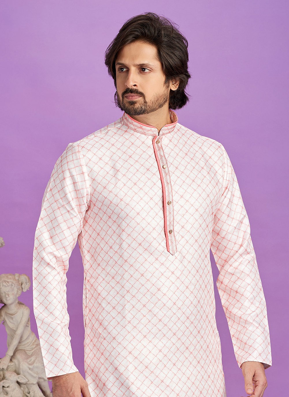 Digital Print Cotton Pink Kurta Pyjama - M6948