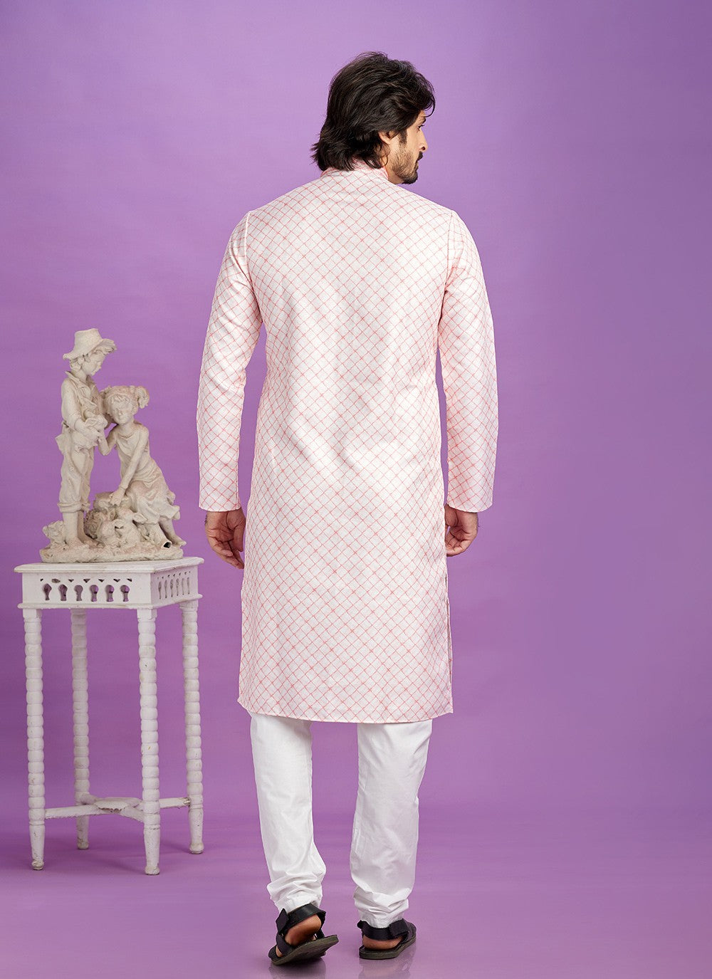 Digital Print Cotton Pink Kurta Pyjama - M6948