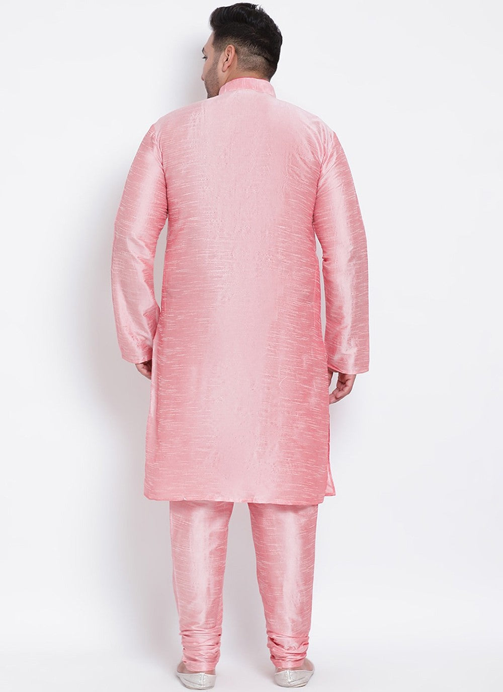 Plain Dupion Silk Pink Kurta Pyjama - M2672