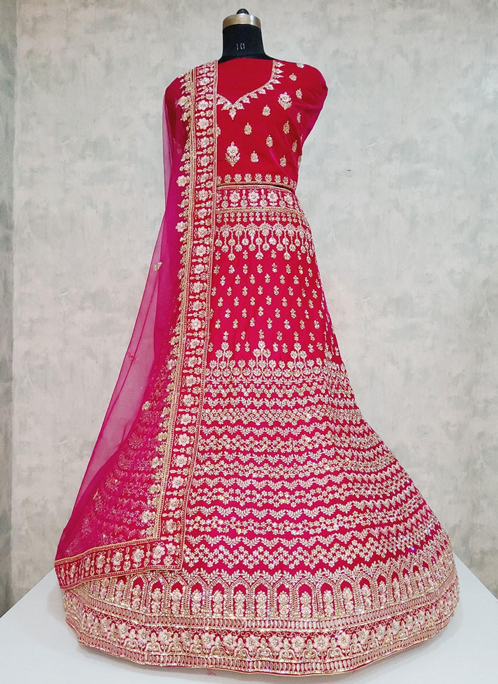 Embroidered Velvet A - Line Lehenga - L1919