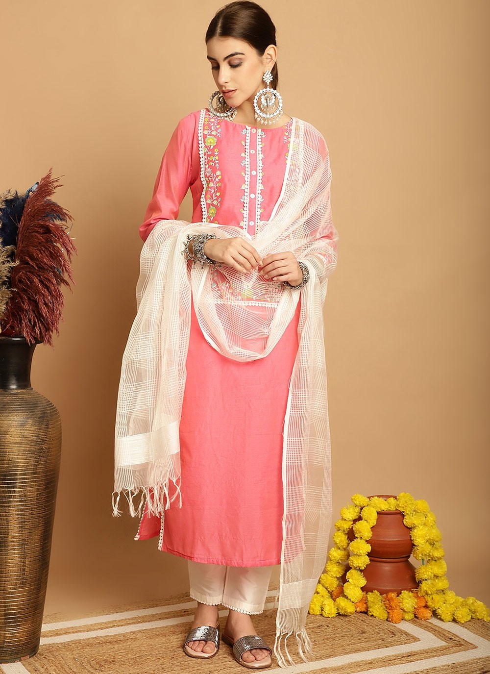 Chanderi Salwar Suit - T1898