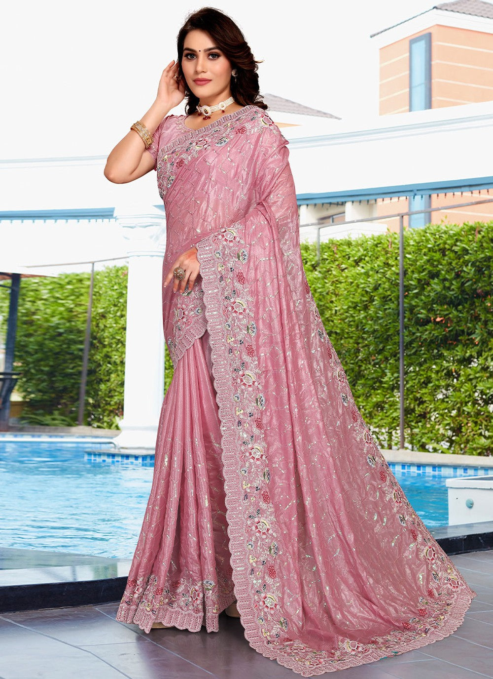 Classic Embroidered Crepe Silk Saree - S2389