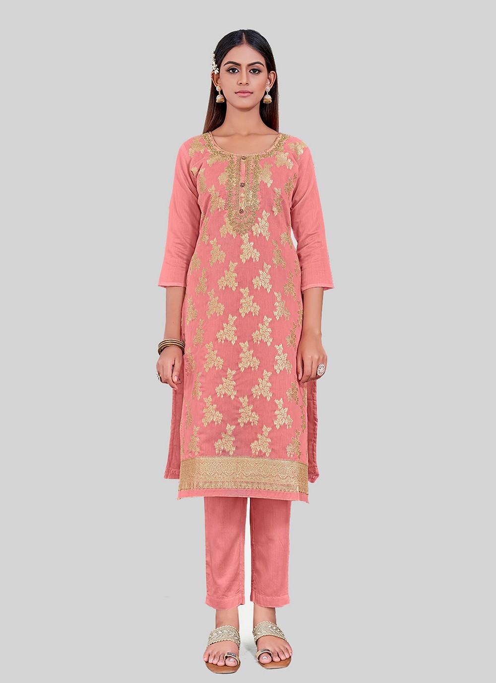 Chanderi Silk Pant Style Suit - T2492