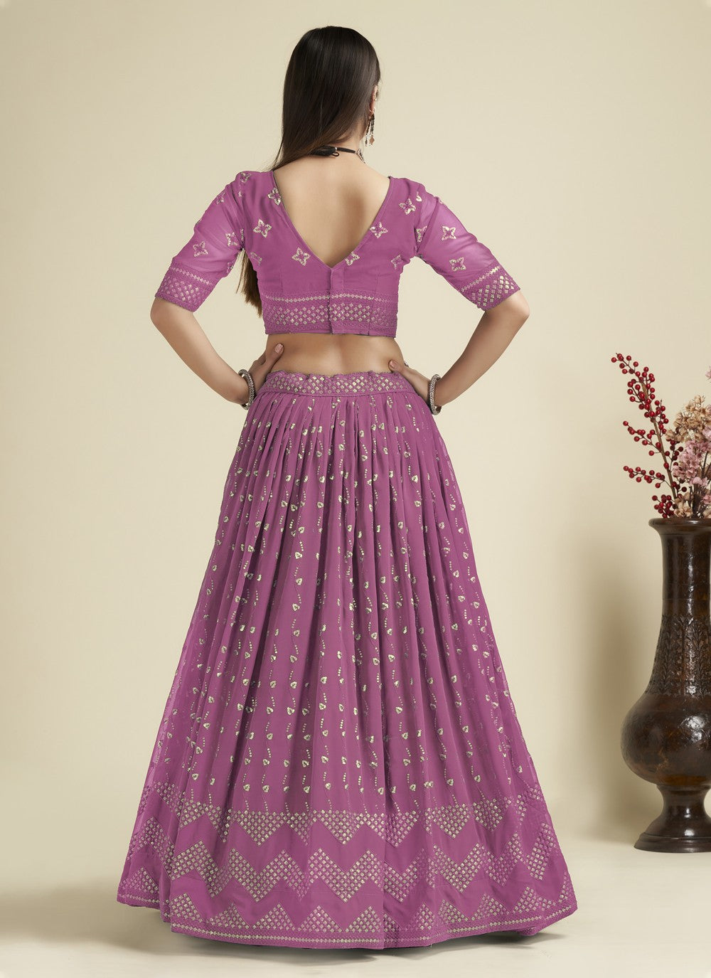 Embroidered Georgette A - Line Lehenga - L1134