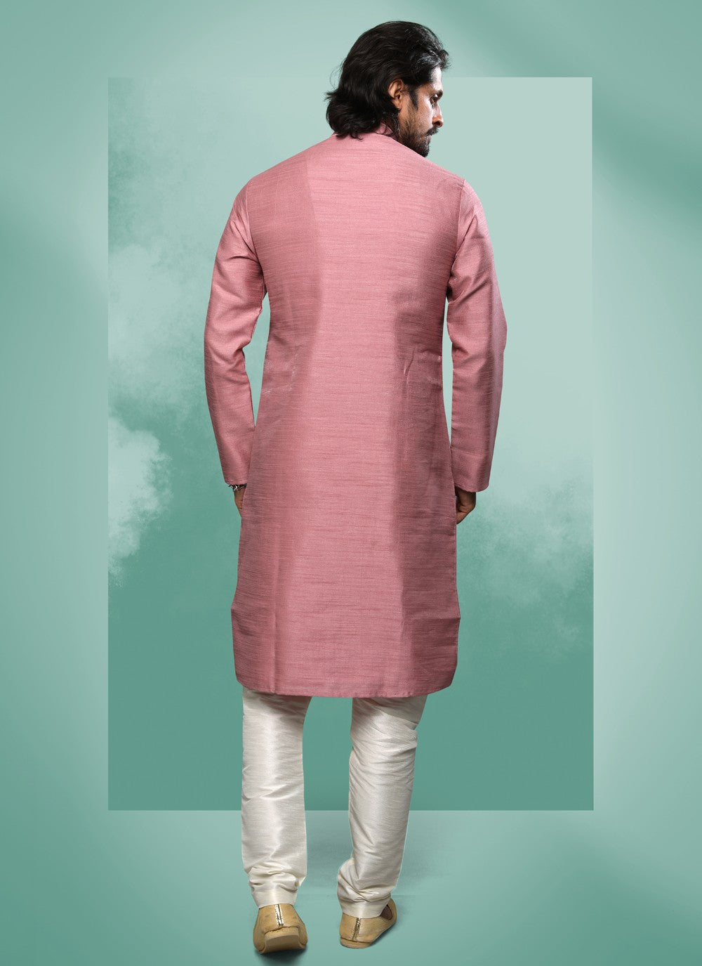 Embroidered Art Silk Pink Kurta Pyjama - M4375