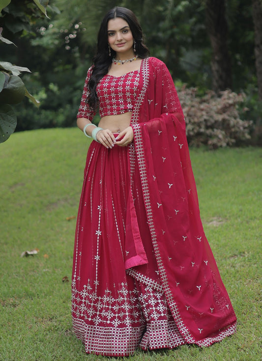 Embroidered Faux Georgette A - Line Lehenga - L1350