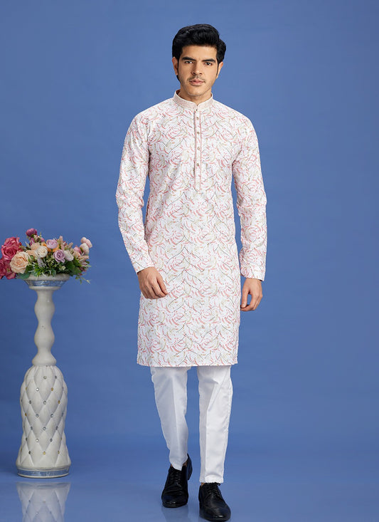 Digital Print Cotton Pink Kurta Pyjama - M6937