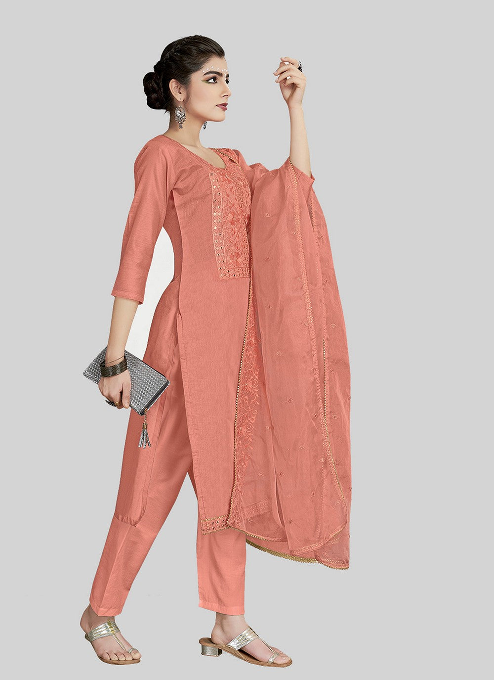 Chanderi Silk Pant Style Suit - T2541