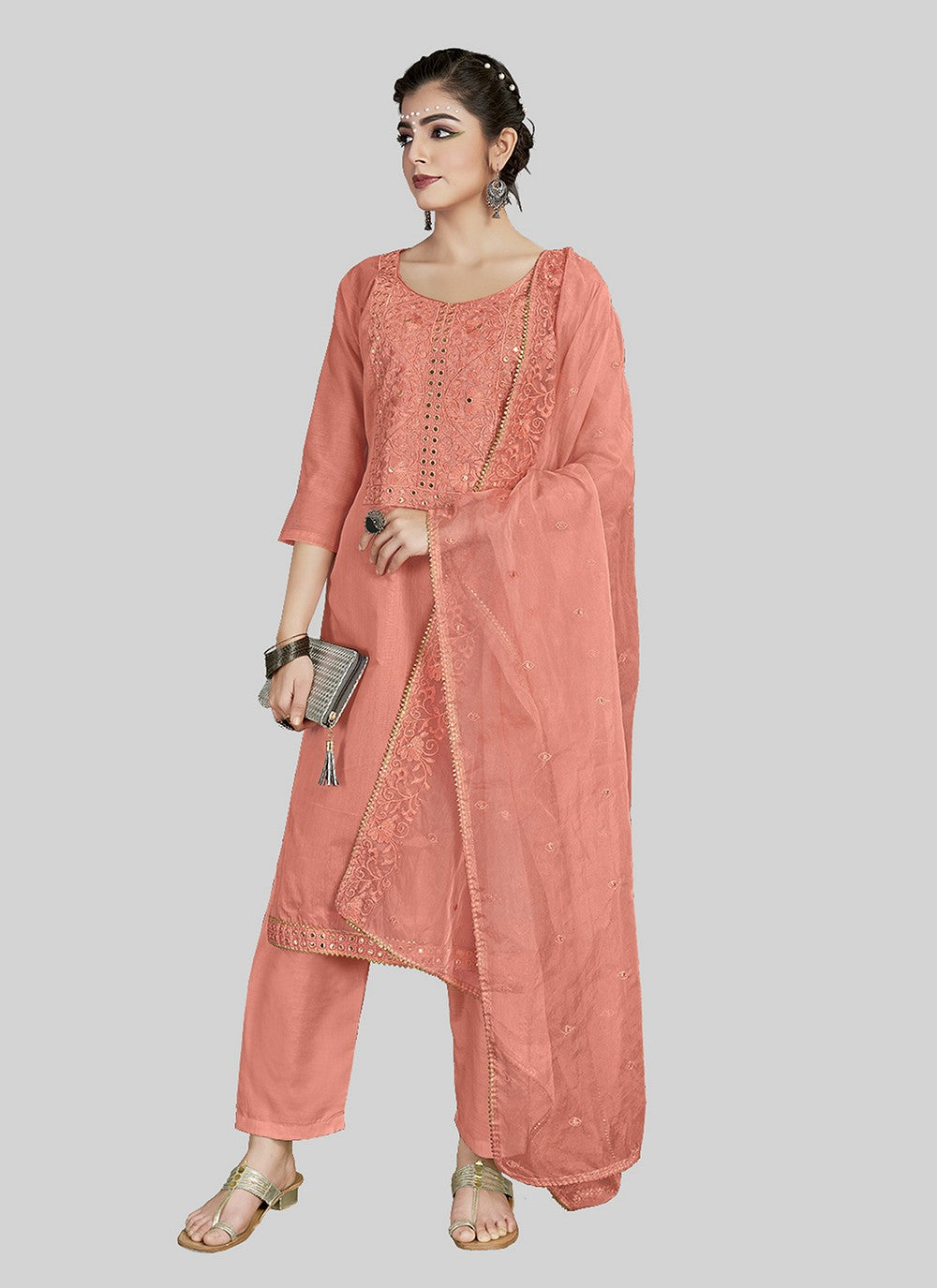 Chanderi Silk Pant Style Suit - T2541