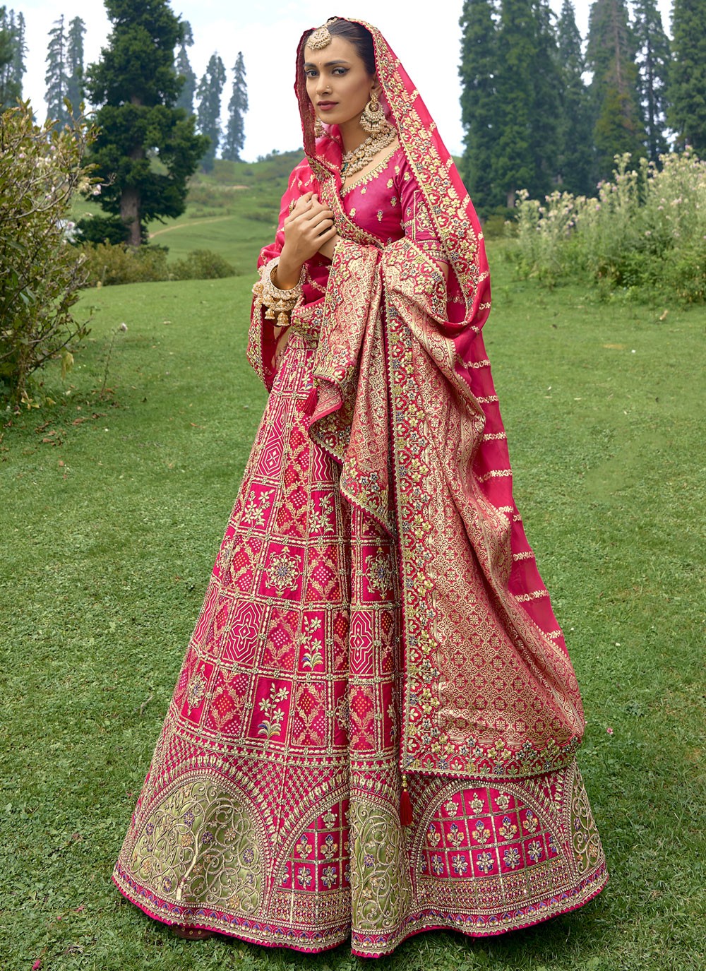 Embroidered Silk A - Line Lehenga - L1300