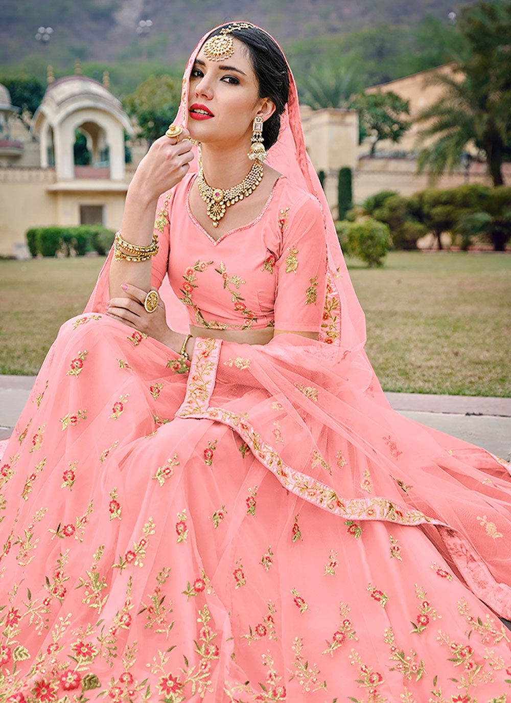 Diamond Net, Satin Silk A - Line Lehenga - L0821