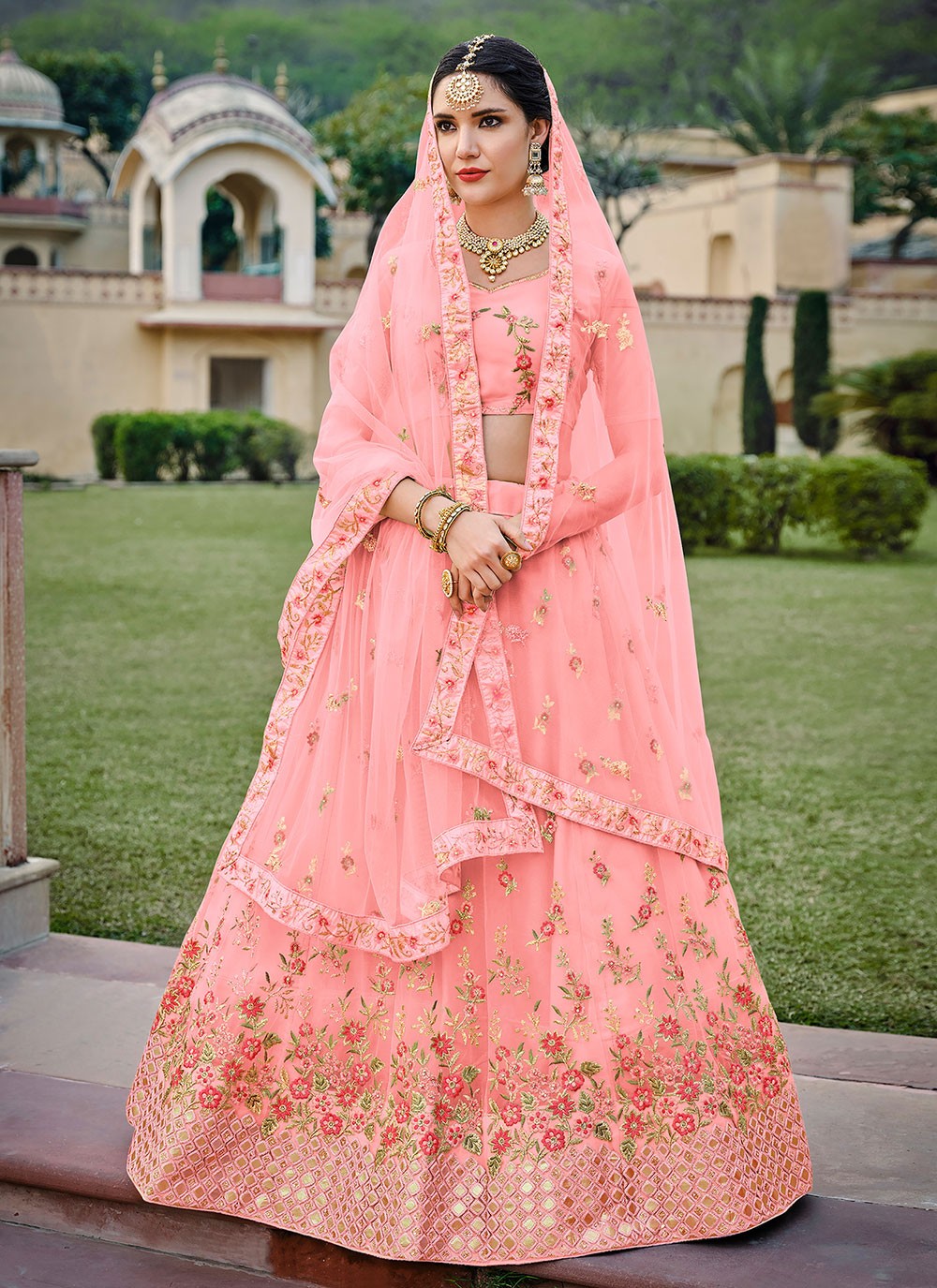 Diamond Net, Satin Silk A - Line Lehenga - L0821