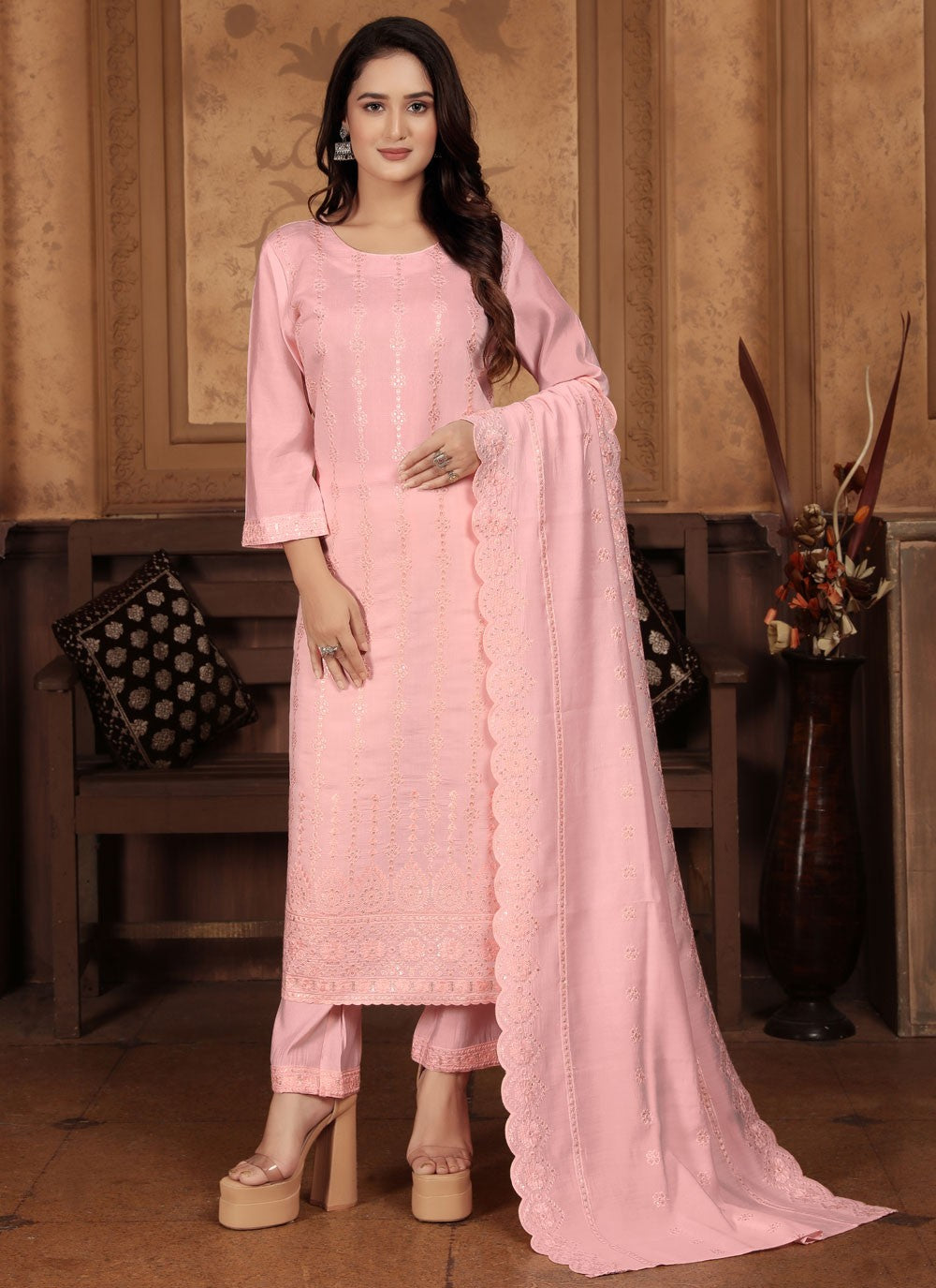 Chanderi Salwar Suit - T3775