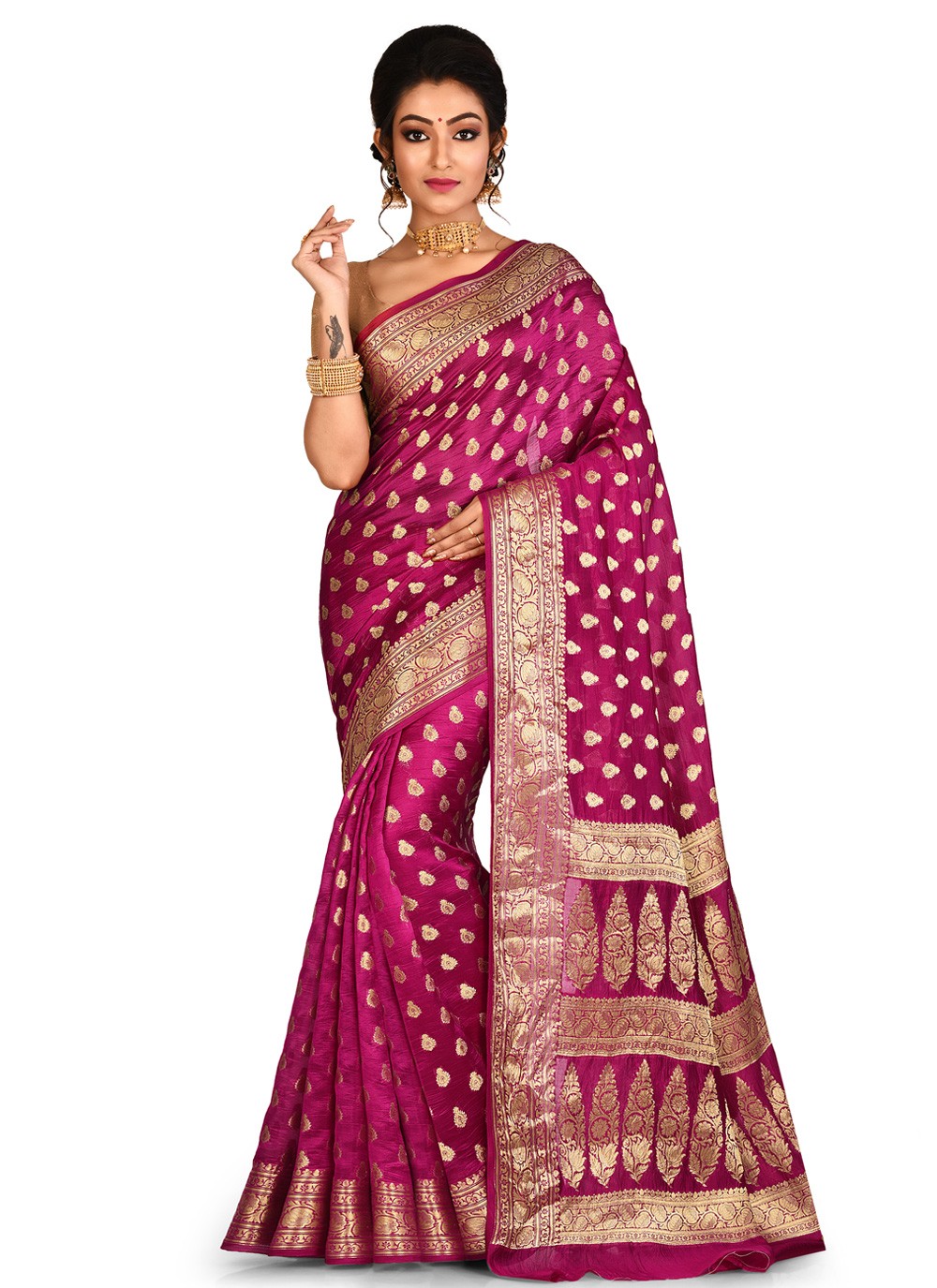 Contemporary Weaving Zari Banarasi Silk Saree - S0376