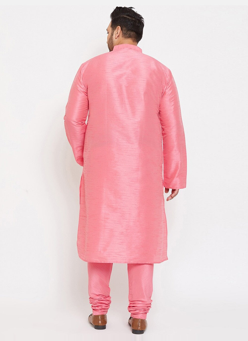 Plain Dupion Silk Pink Kurta Pyjama - M2630