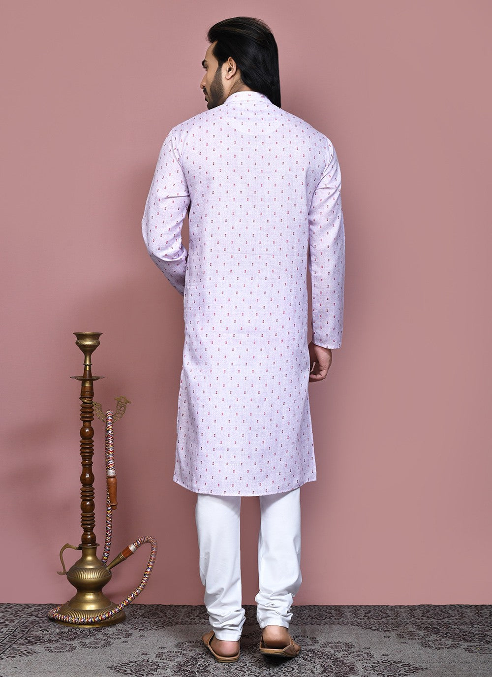 Printed Cotton Pink Kurta Pyjama - M7918