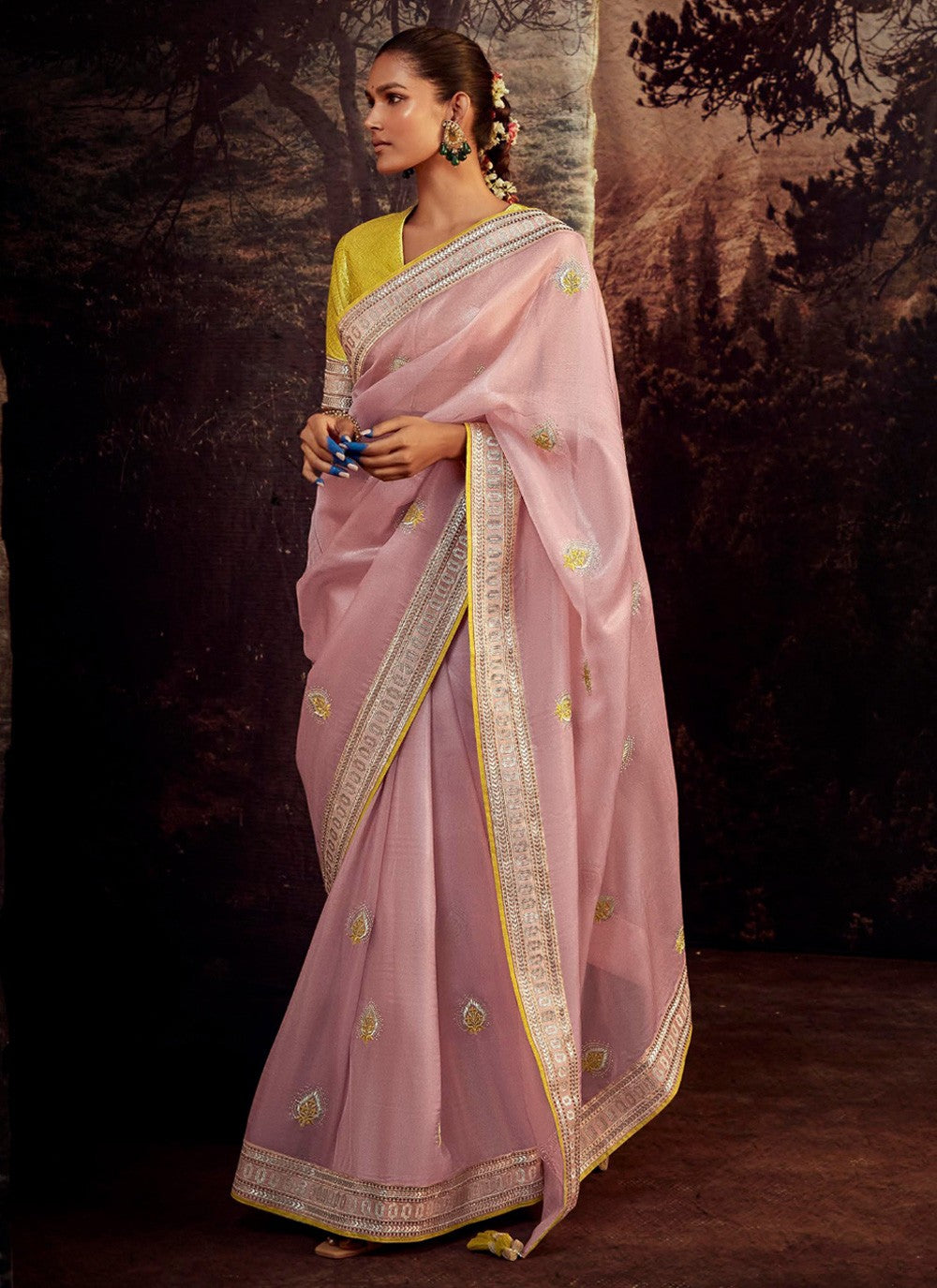 Trendy Border Work Fancy Fabric Saree - S3475