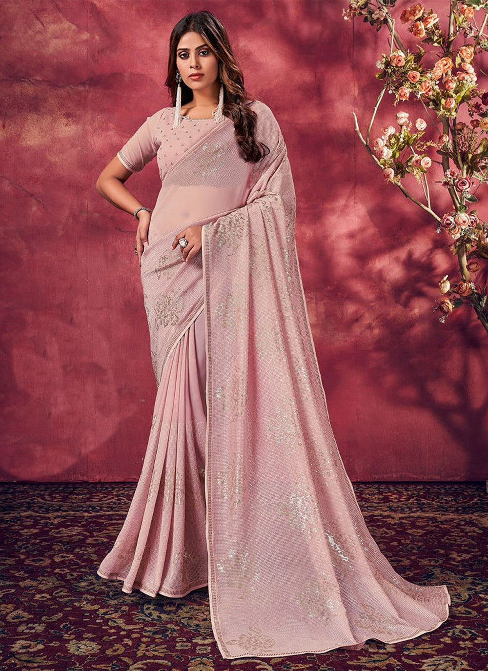 Classic Fancy Work Georgette Saree - S1844