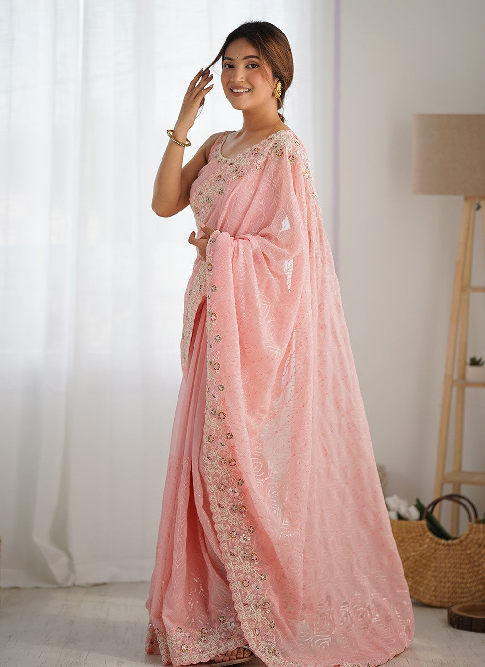 Classic Embroidered Georgette Saree - S8551