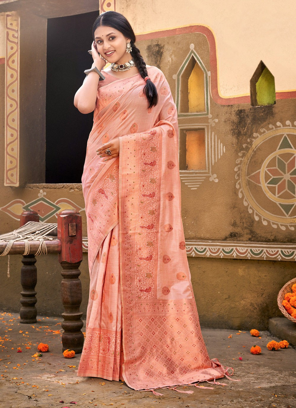 Traditional Weaving Zari Cotton Saree - S5197