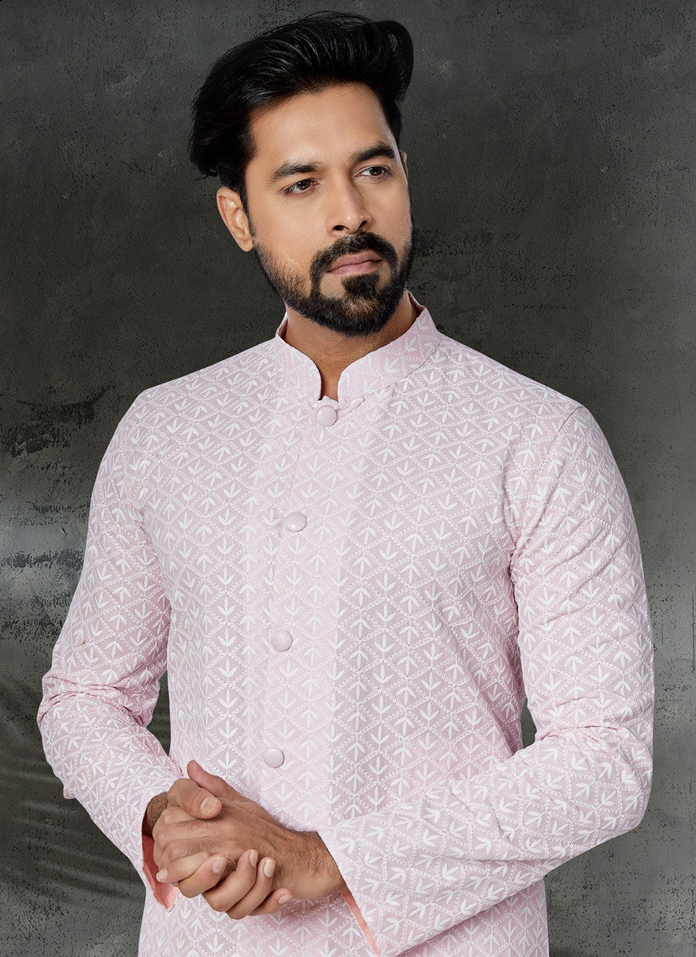 Embroidered Cotton Pink Kurta Pyjama - M4958