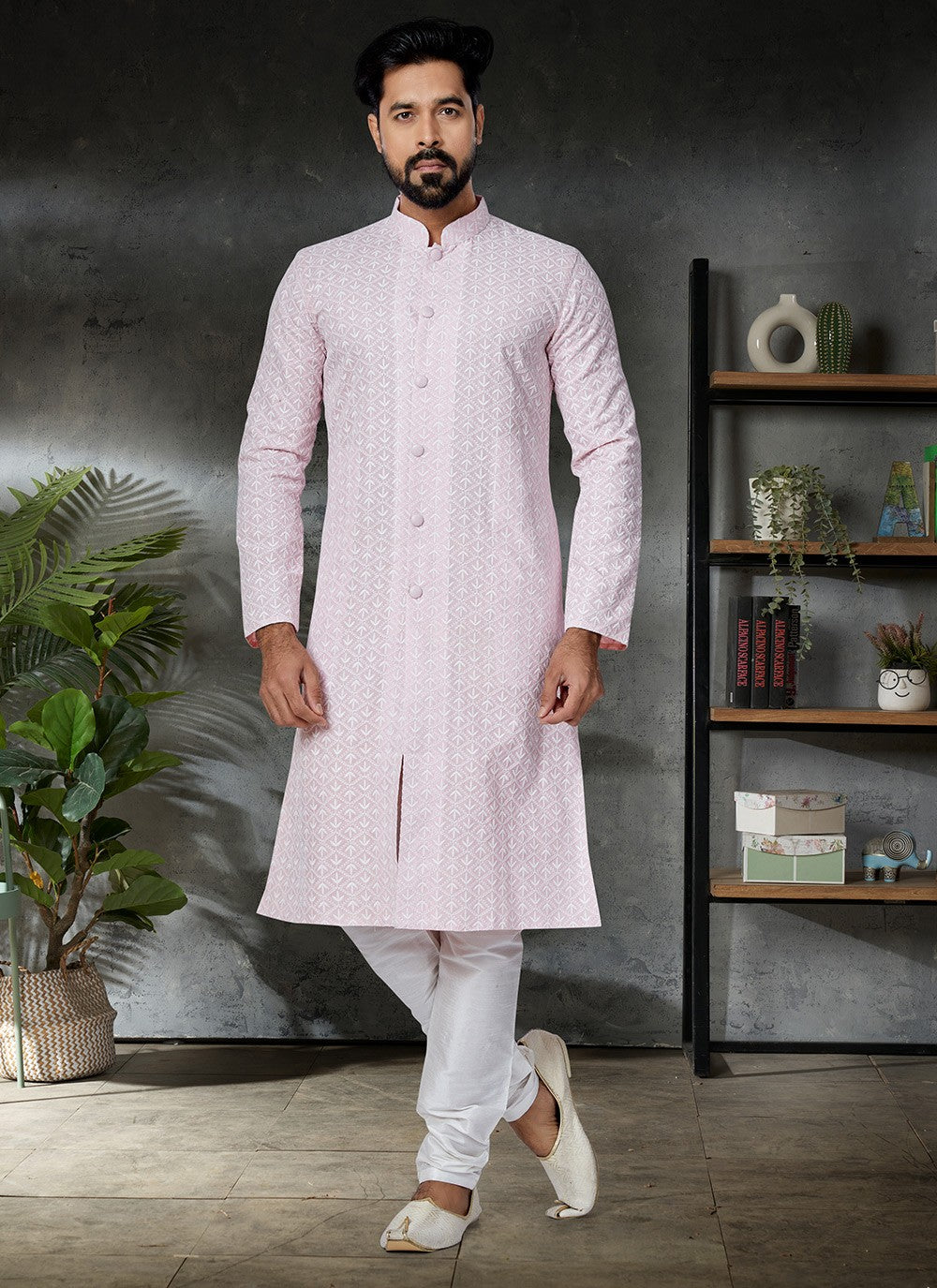 Embroidered Cotton Pink Kurta Pyjama - M4958