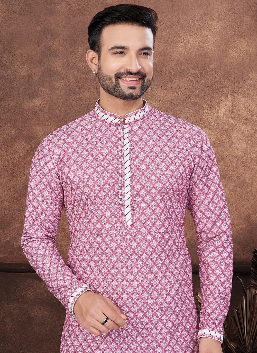 Digital Print Rayon Pink Kurta Pyjama - M8701