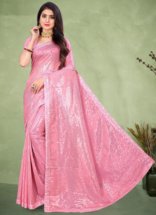 Classic Sequins Georgette Saree - S1786