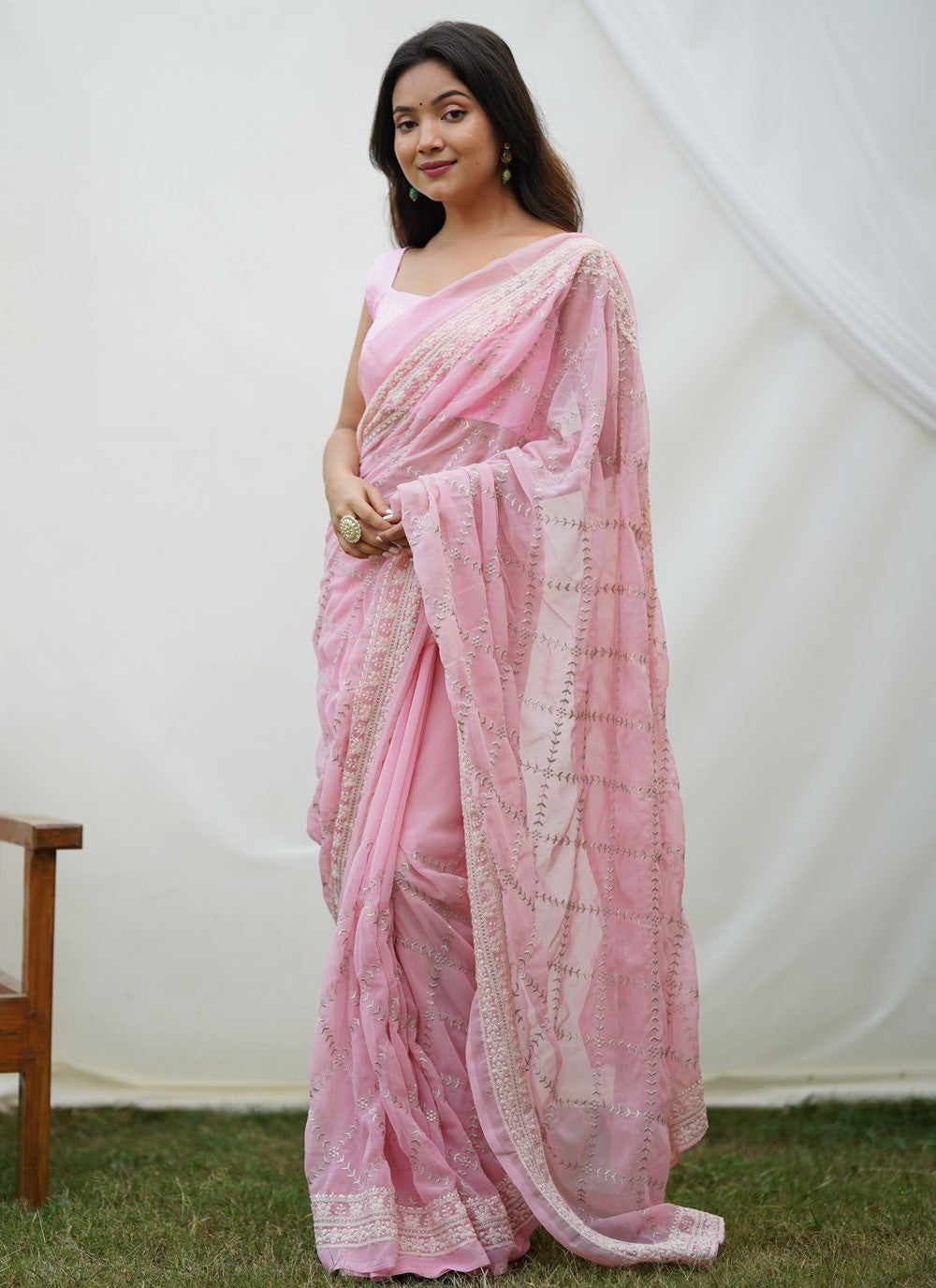 Classic Embroidered Georgette Saree - S4383