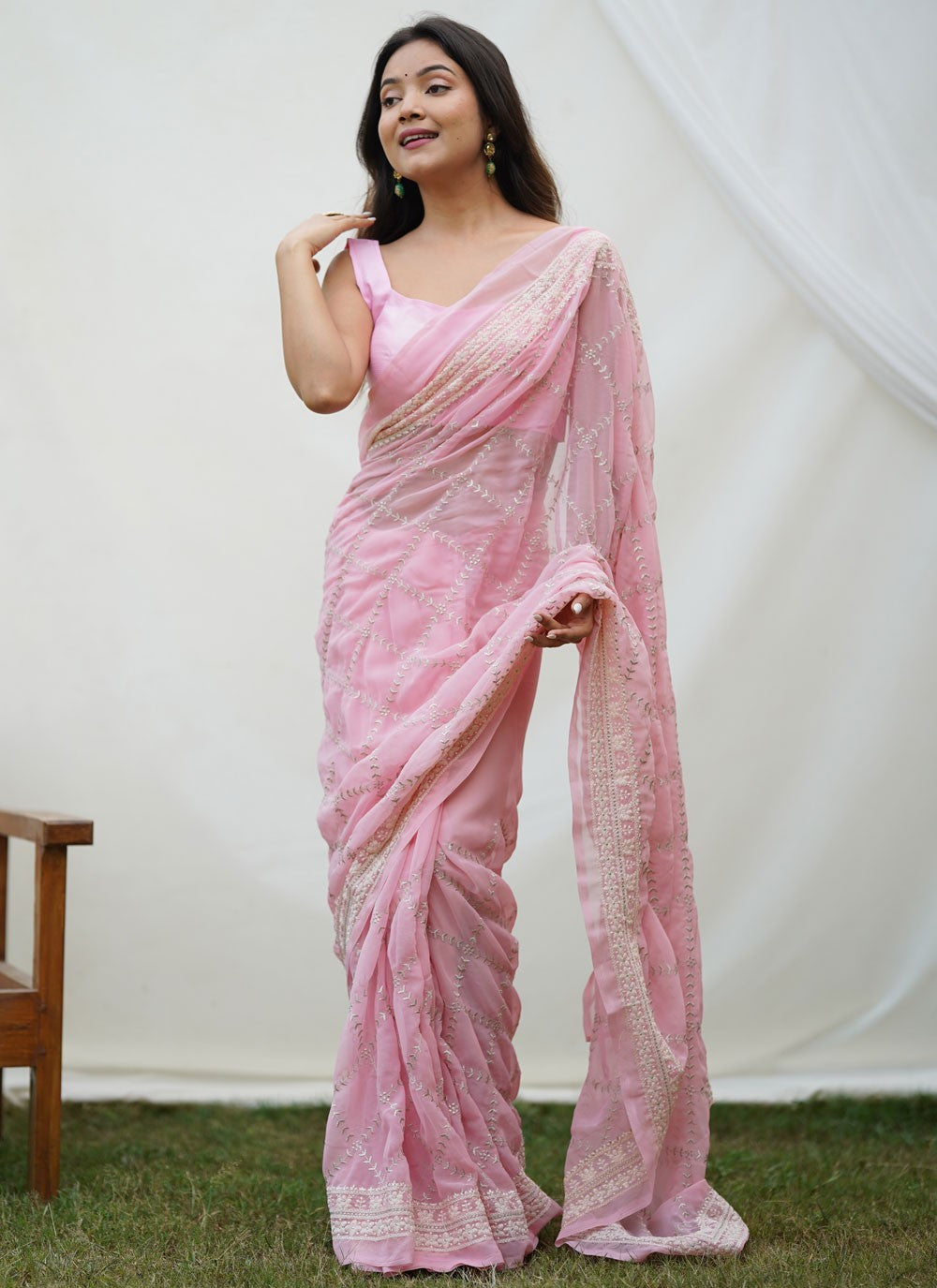 Classic Embroidered Georgette Saree - S4383