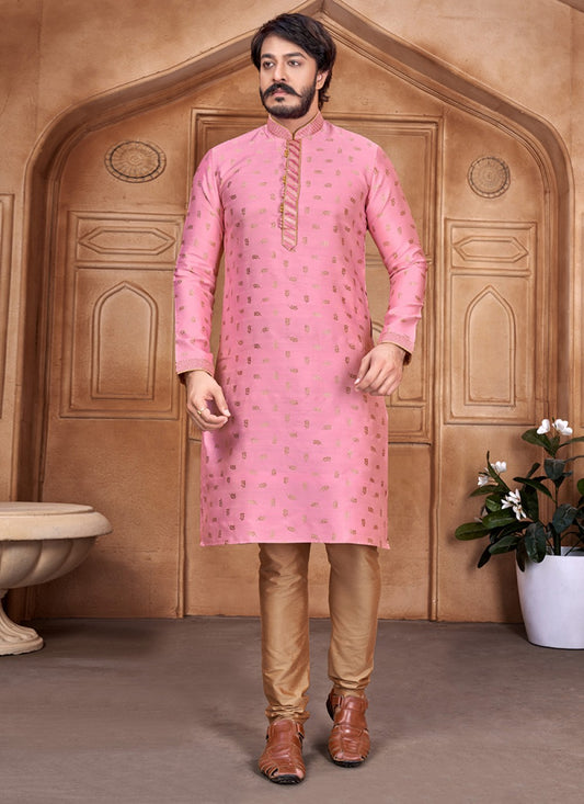 Buttis Jacquard Pink Kurta Pyjama - M1882