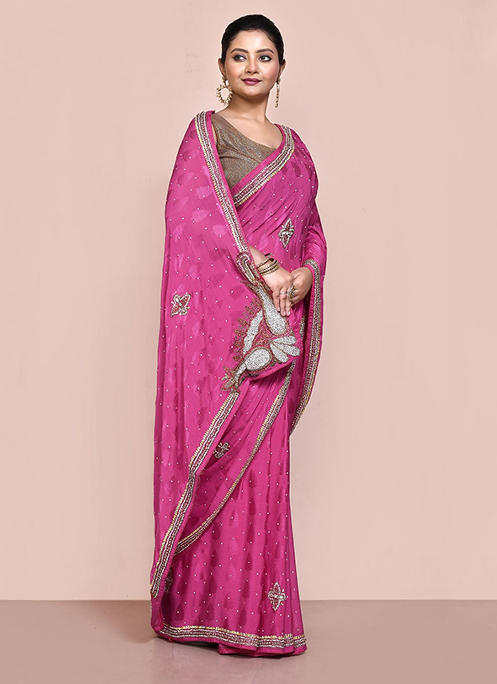 Classic Embroidered Shimmer Saree - S6521