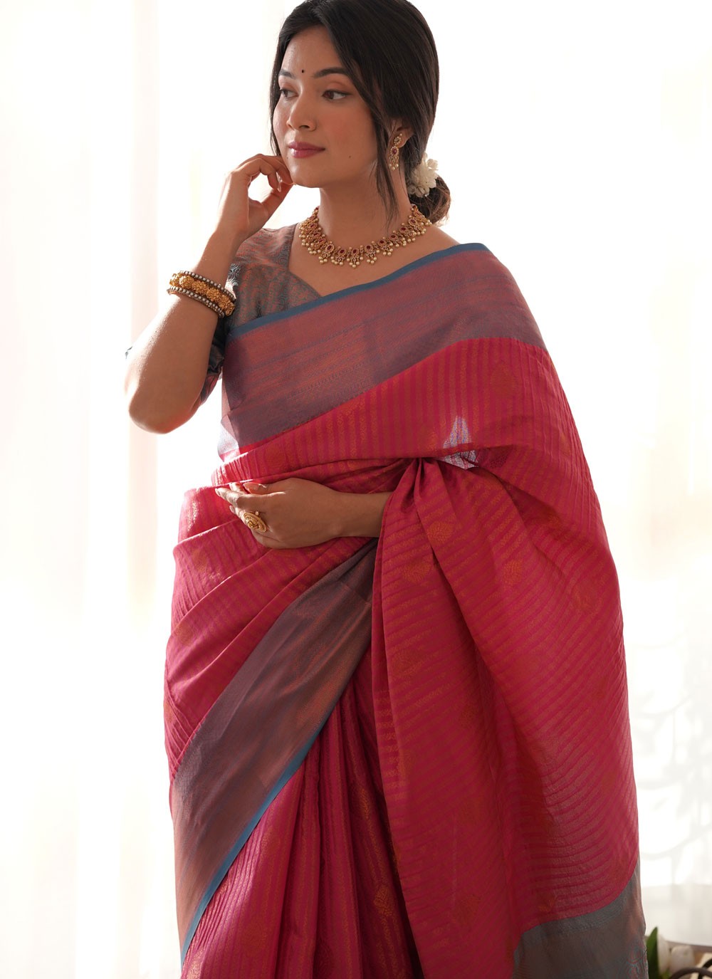 Woven, Zari Kanjivaram Silk Saree - S12290