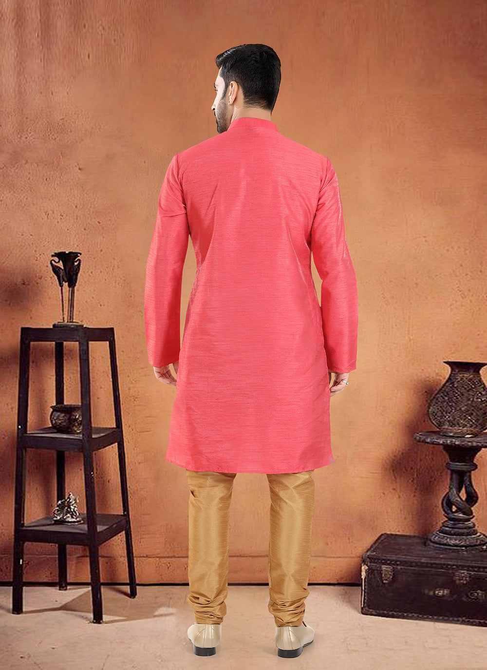 Lace Silk Pink Kurta Pyjama - M8112