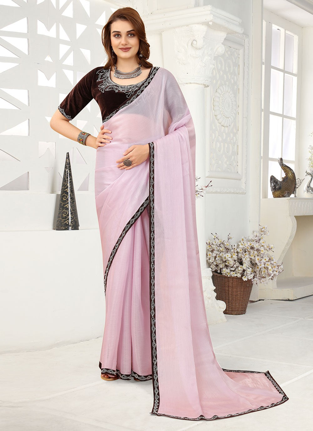 Classic Lace Organza Saree - S1634