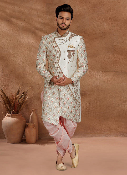 Embroidered Fancy Fabric Pink Indo Western Sherwani - M2789