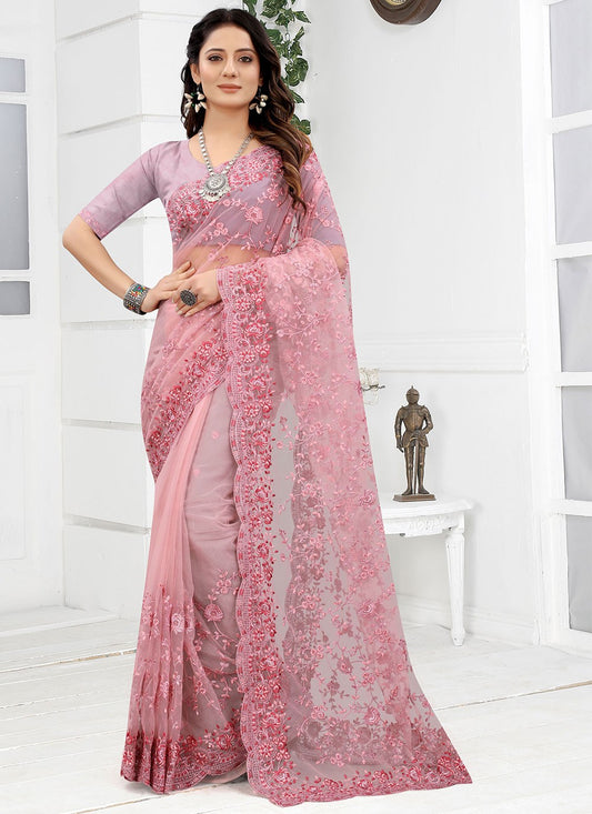 Classic Embroidered Net Saree - S1269