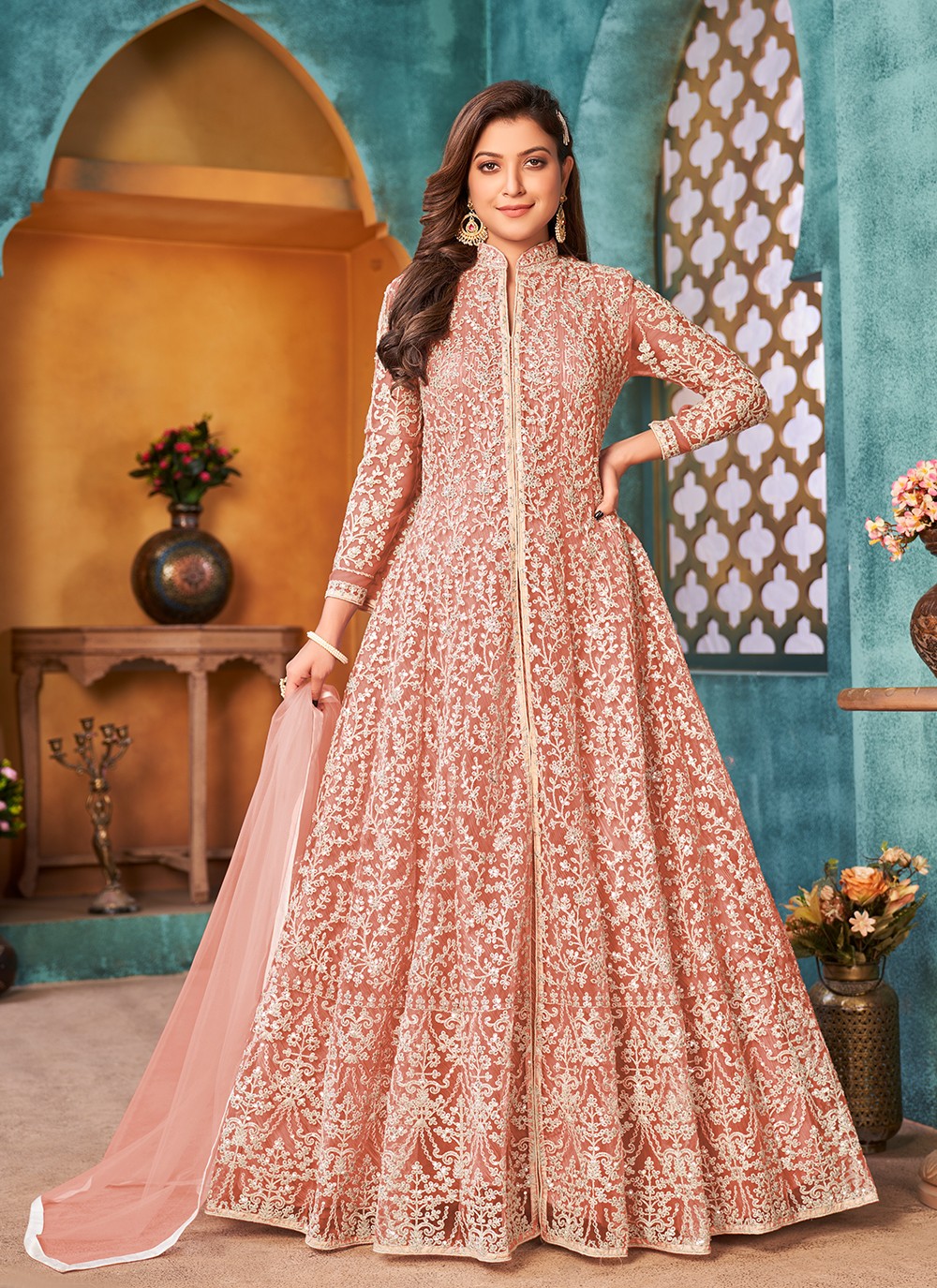 Net Floor Length Anarkali - T714