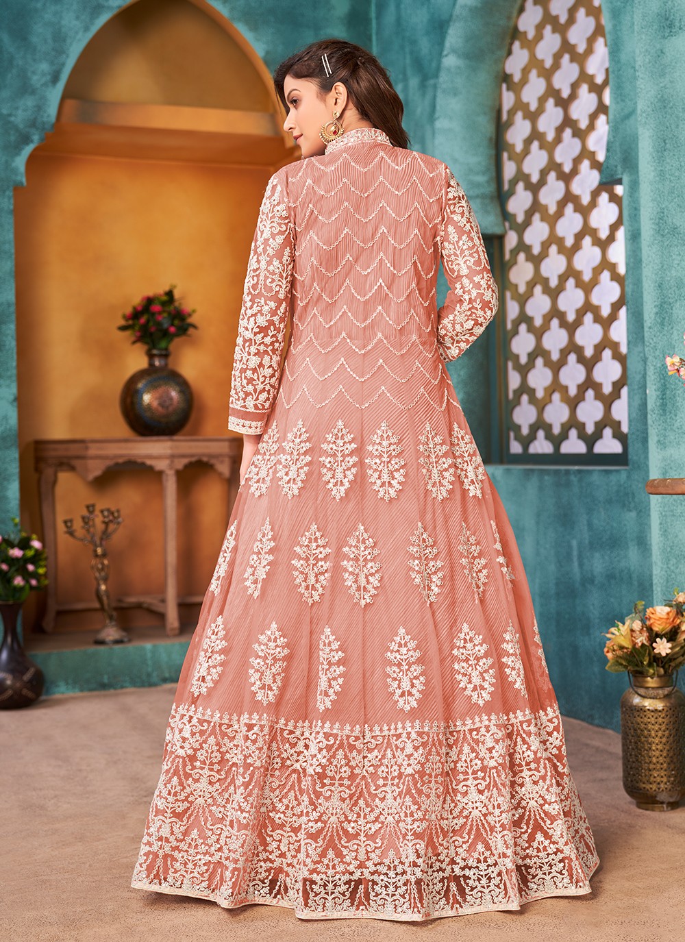 Net Floor Length Anarkali - T714