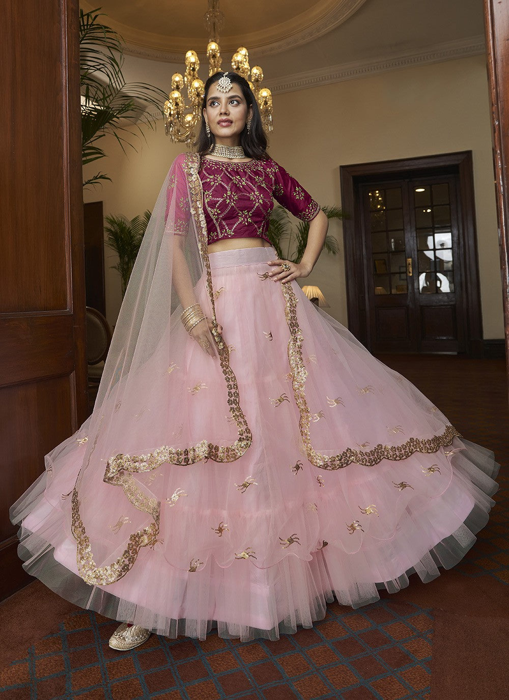 Embroidered Net A - Line Lehenga - M5192