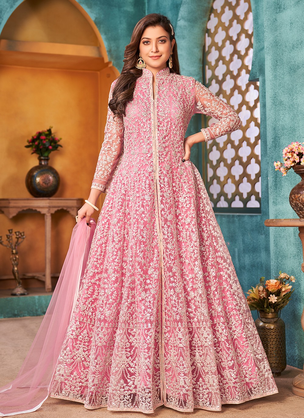 Net Floor Length Anarkali - T714